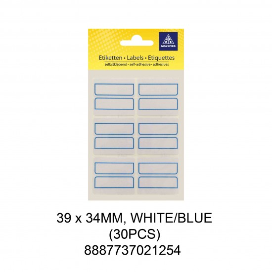 MAYSPIES MS-FLAG WITH PERFORATION COLOUR LABEL / 5 SHEETS/PKT / 45PCS / 39X34MM WHITE/BLUE